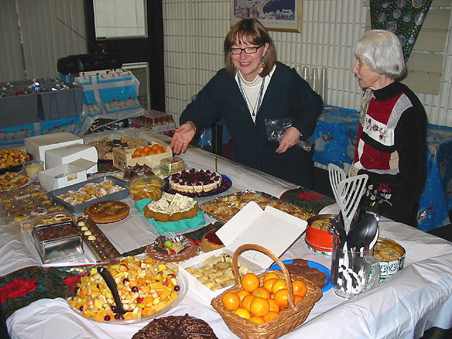 Marg Rand and Marian Packham survey the desserts
