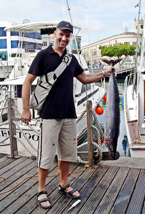 Igor Stagljar holding a big fish caught on holiday.